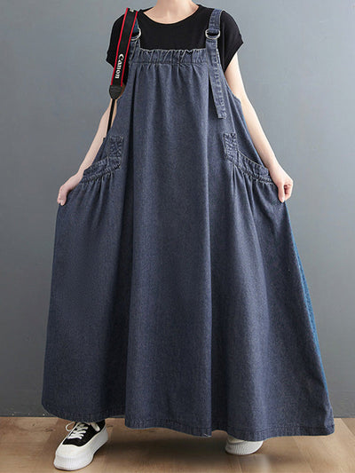 VAAGOON Elise Loose-Fit Denim Overalls