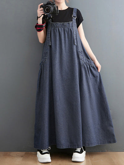 VAAGOON Elise Loose-Fit Denim Overalls