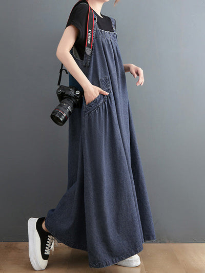 VAAGOON Elise Loose-Fit Denim Overalls