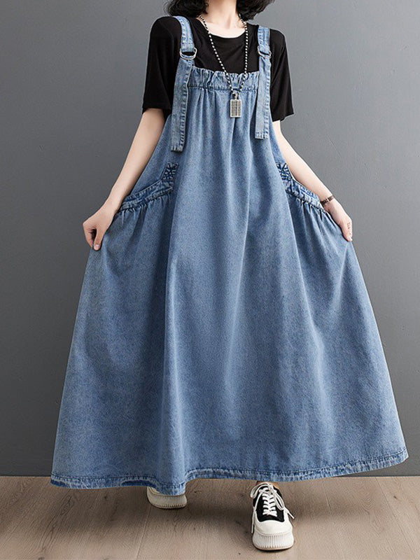 VAAGOON Elise Loose-Fit Denim Overalls