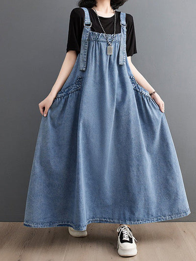 VAAGOON Elise Loose-Fit Denim Overalls