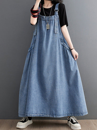 VAAGOON Elise Loose-Fit Denim Overalls