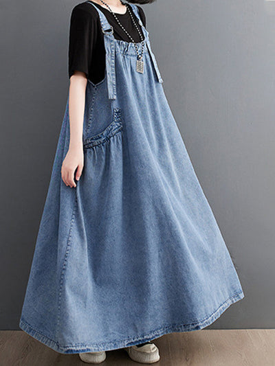 VAAGOON Elise Loose-Fit Denim Overalls
