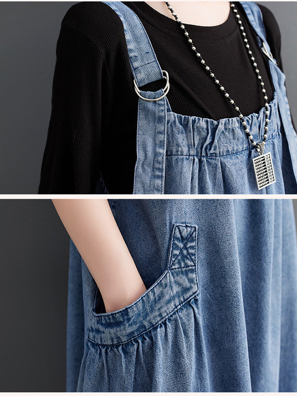 VAAGOON Elise Loose-Fit Denim Overalls