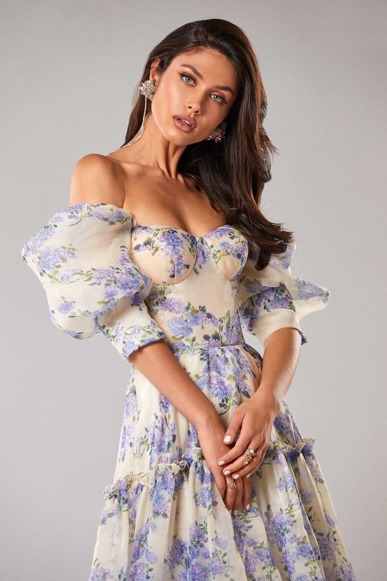 Vaagoon Diana Prinzessin Langärmliges Sommerkleid