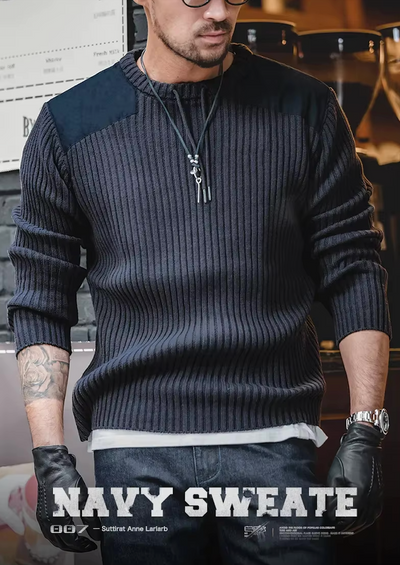VAAGOON NAVY CABLE KNIT SWEATER