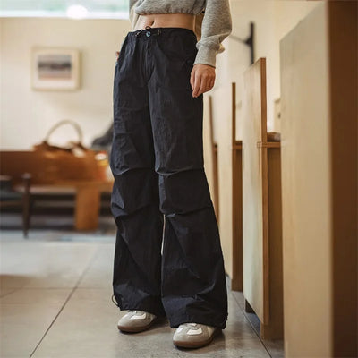 VAAGOON Neue Faltbare Schwarze Parachute-Hose