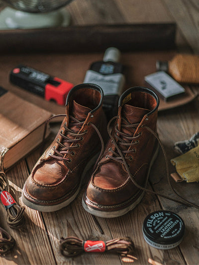 VAAGOON Leather Moc Toe Work Boots