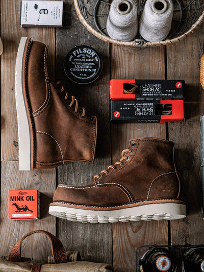 VAAGOON Leather Moc Toe Work Boots