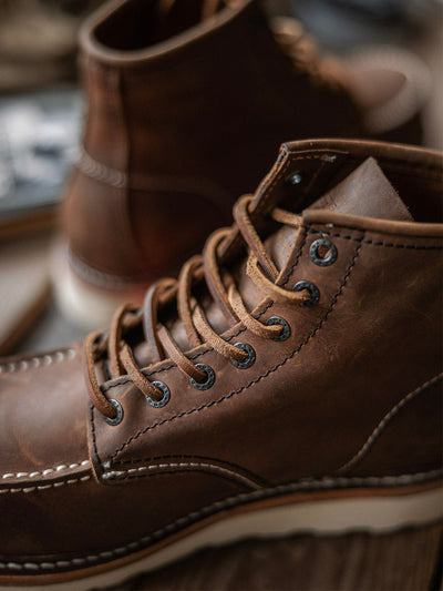 VAAGOON Leather Moc Toe Work Boots