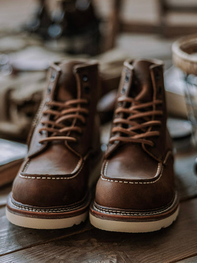 VAAGOON Leather Moc Toe Work Boots